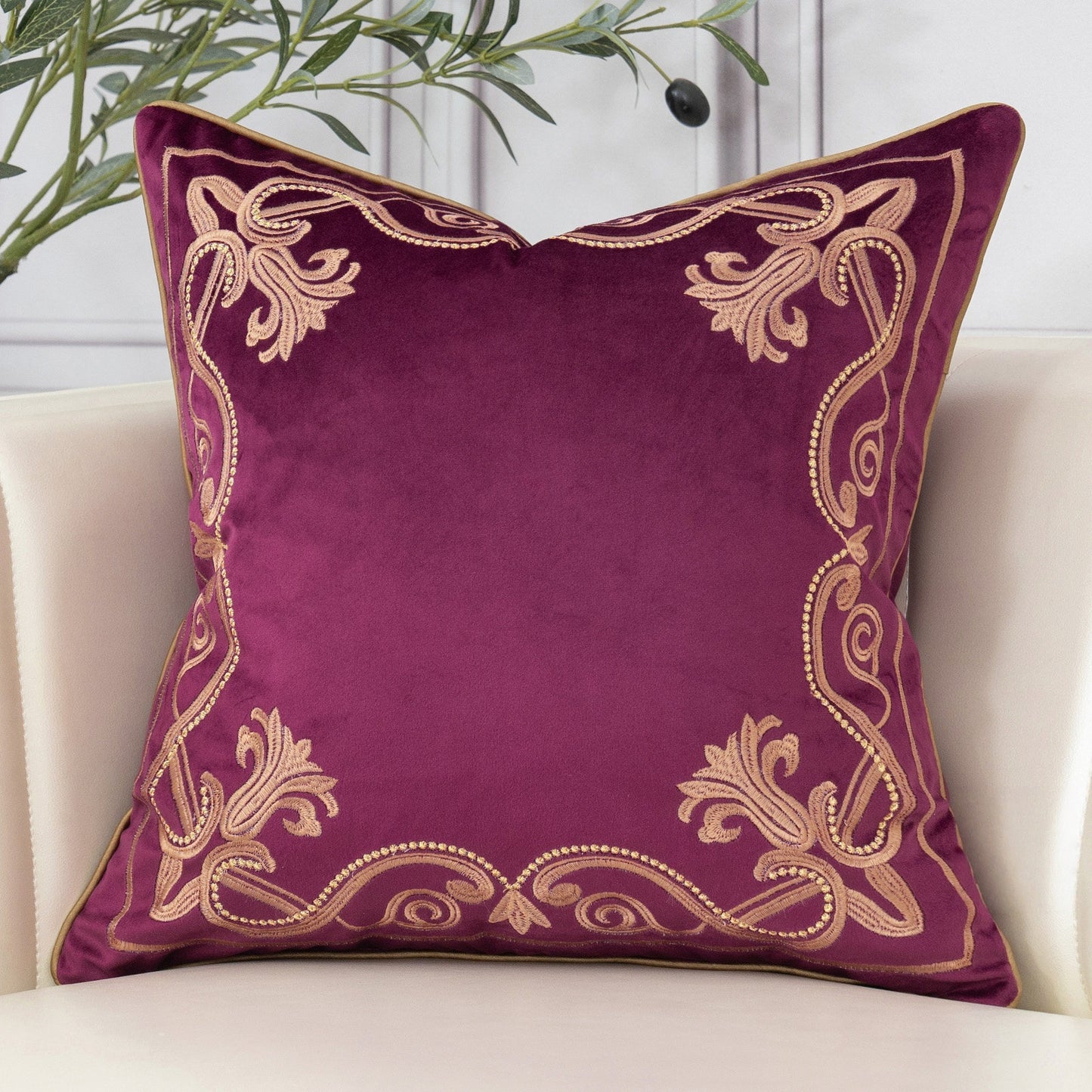 Royal Baroque Embroidered Velvet Pillow Case