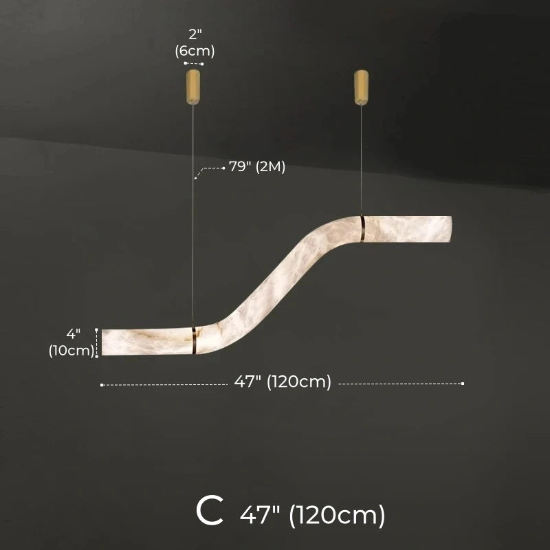 Irregular Alabaster Linear Tube Pendant Light, Minimalist