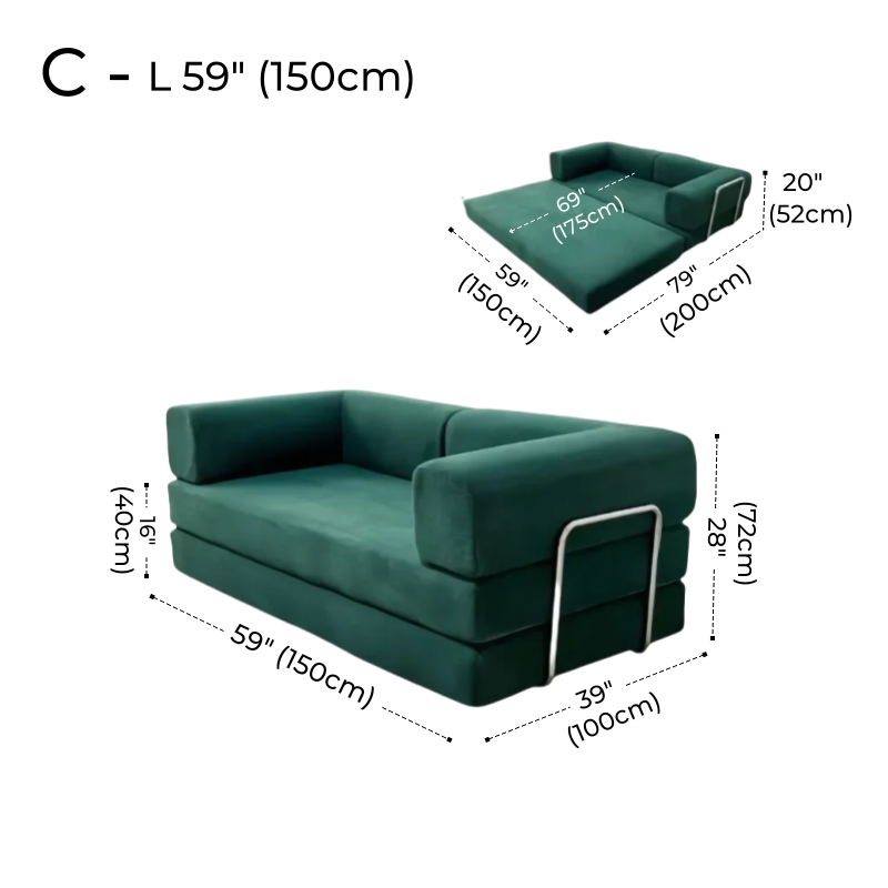 Foldable Corduroy Sofa Bed – Modern Minimalist Living Room Seating for Small Spaces