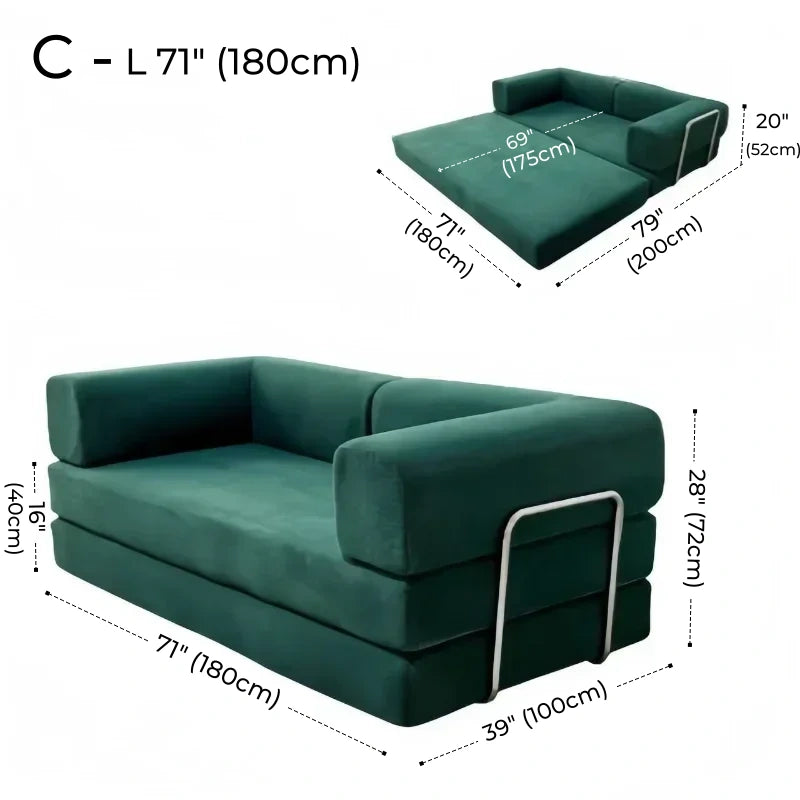 Foldable Corduroy Sofa Bed – Modern Minimalist Living Room Seating for Small Spaces