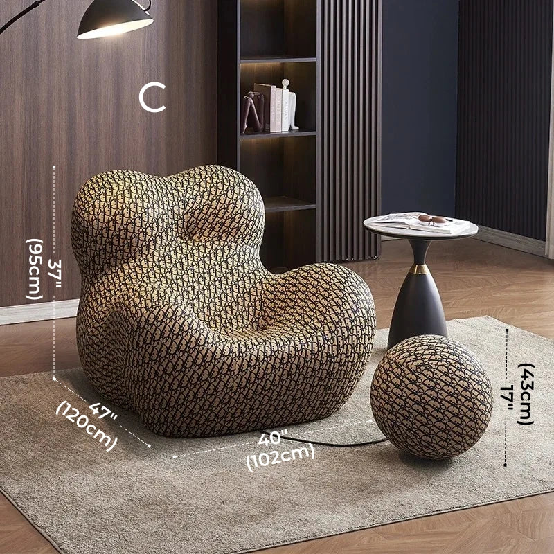 Bauhaus Striped Bean Sofa with Ottoman