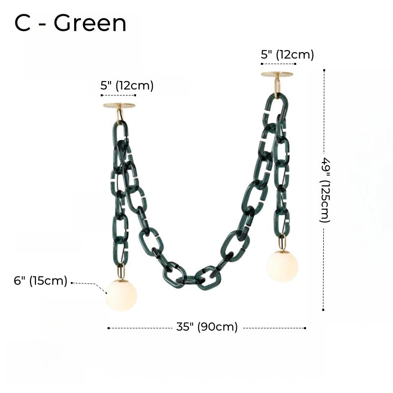 Hanging Chain Pendant Light with Globe