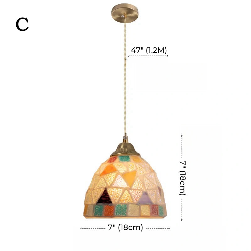 Colorful Shell Pendant Light, Coastal Boho Lighting, Natural Shell ...