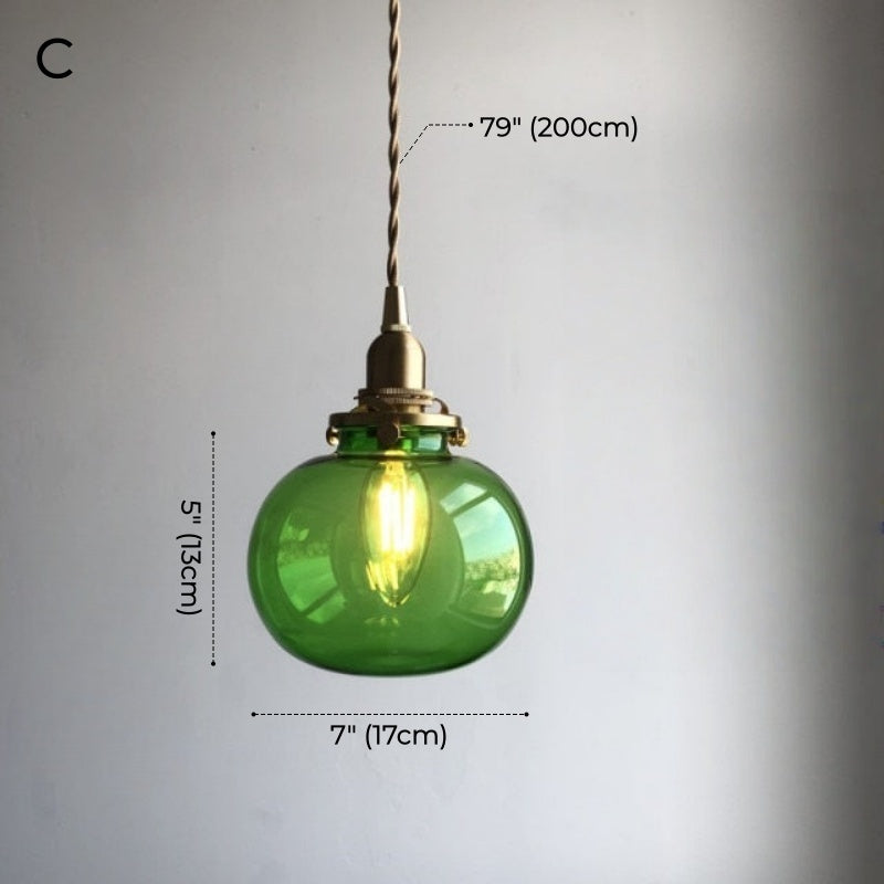 Retro Bubble Glas Pendelleuchte Blau Grün