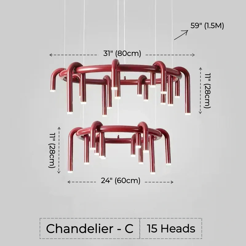 Calder Red Tube Chandelier