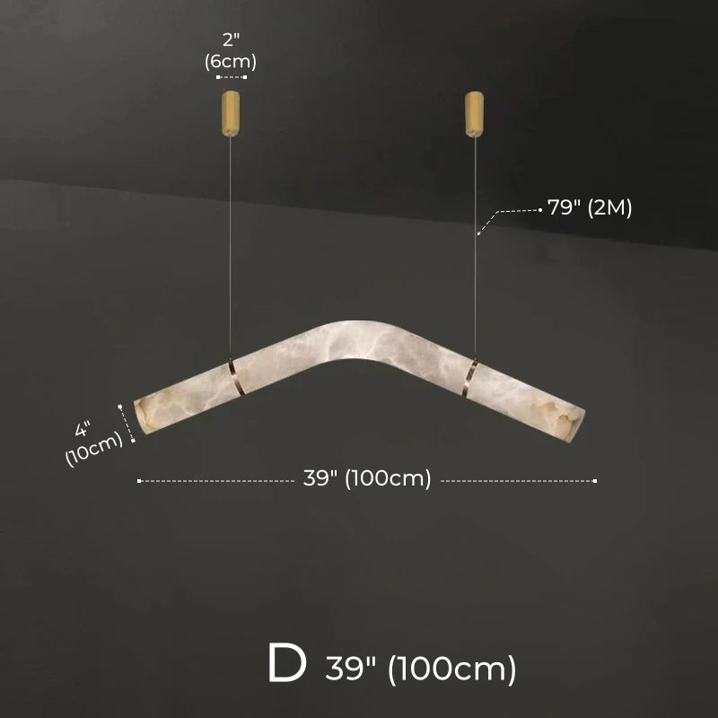 Irregular Alabaster Linear Tube Pendant Light, Minimalist