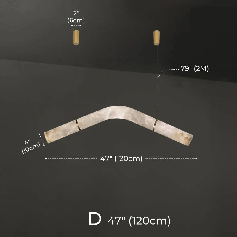 Irregular Alabaster Linear Tube Pendant Light, Minimalist