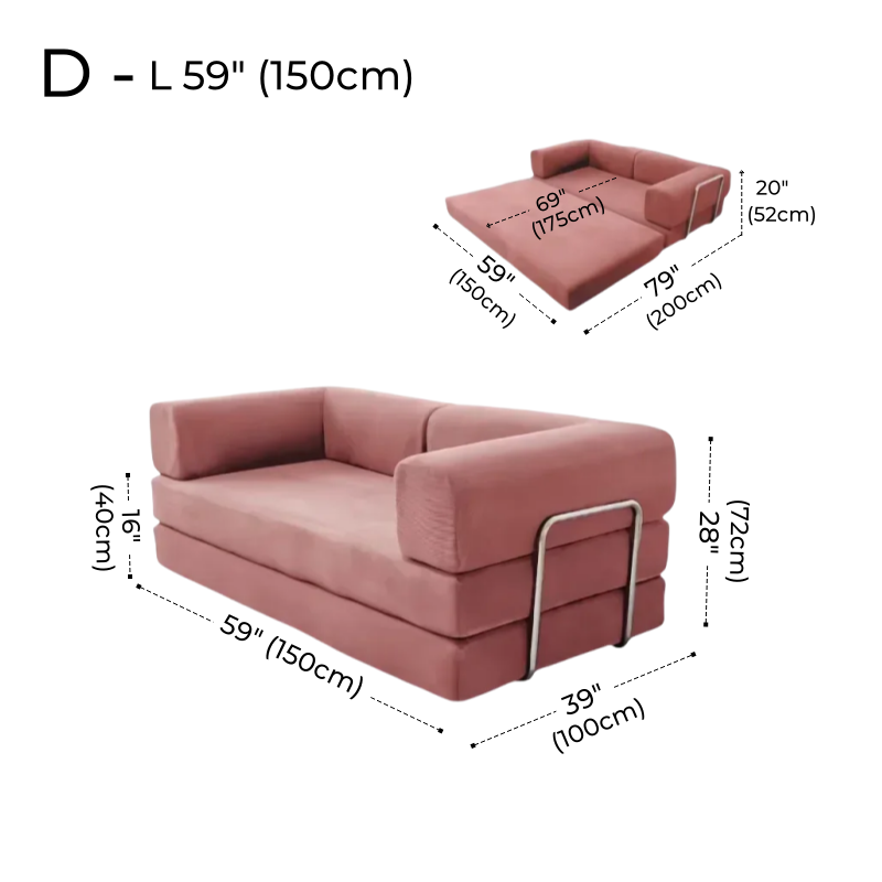 Foldable Corduroy Sofa Bed – Modern Minimalist Living Room Seating for Small Spaces