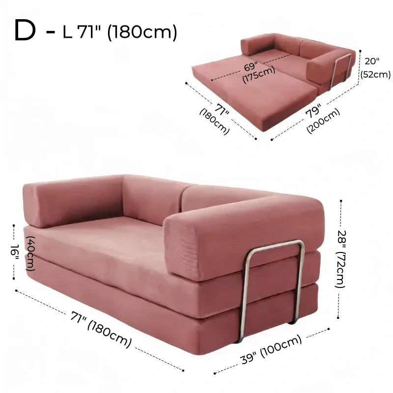 Foldable Corduroy Sofa Bed – Modern Minimalist Living Room Seating for Small Spaces