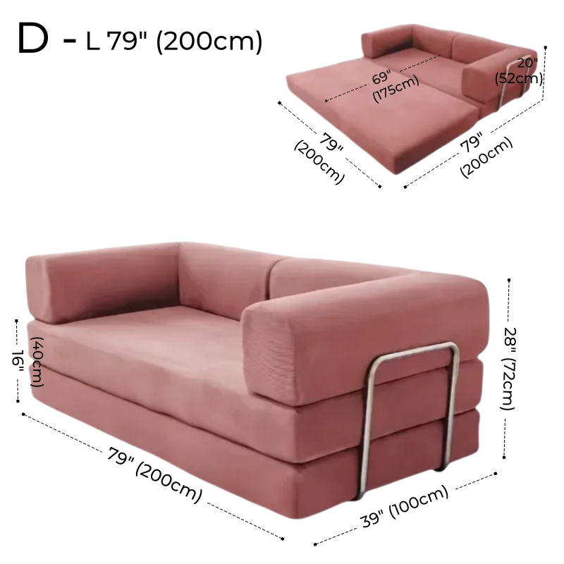 Foldable Corduroy Sofa Bed – Modern Minimalist Living Room Seating for Small Spaces