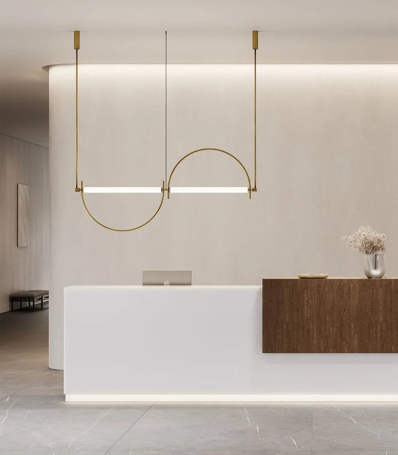 Designer Arched Linear LED Pendant Light, Dimmable