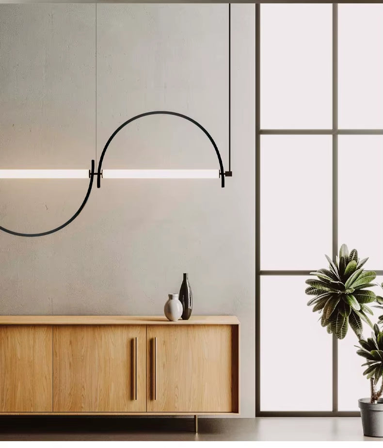 Designer Arched Linear LED Pendant Light, Dimmable