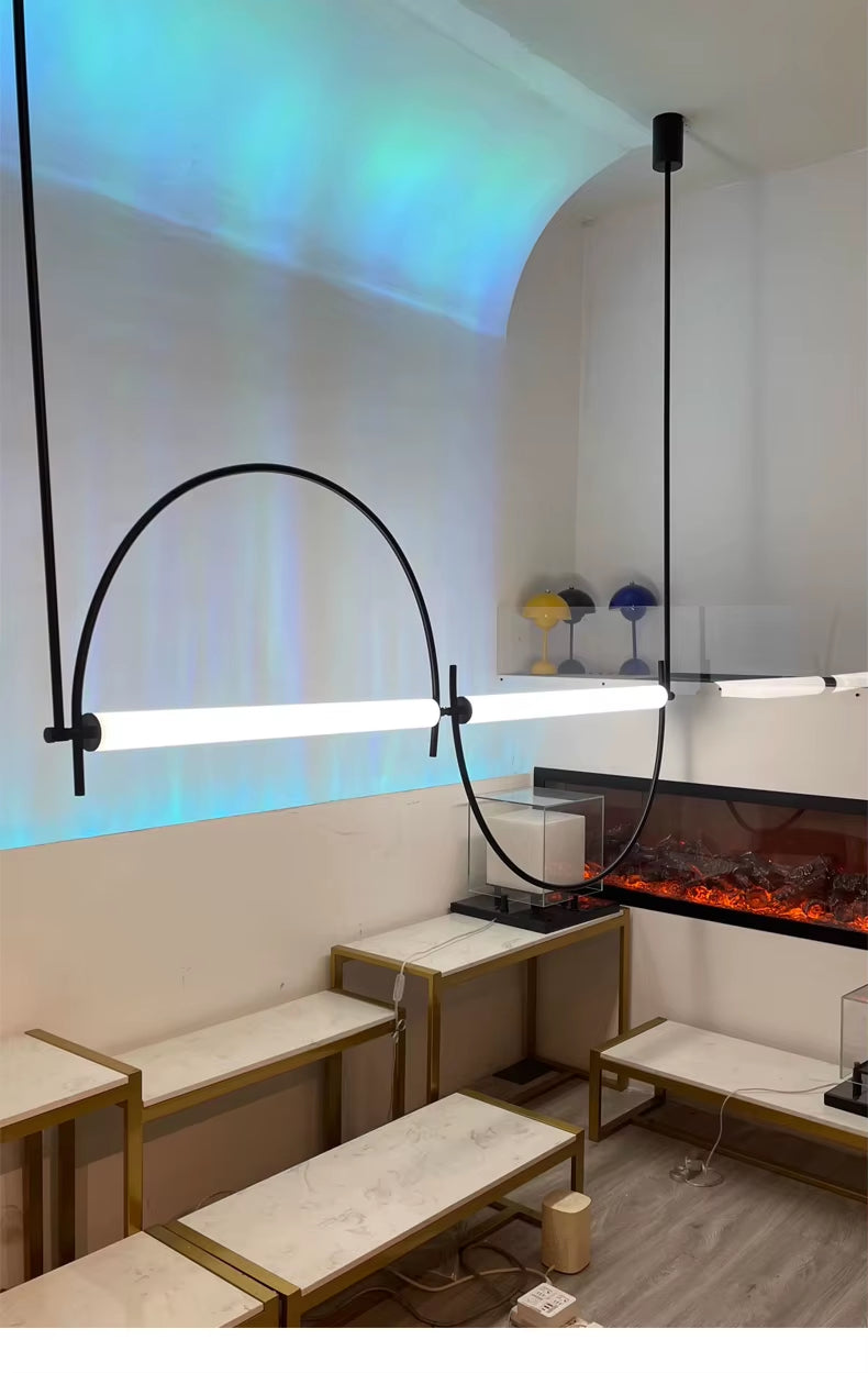 Designer Arched Linear LED Pendant Light, Dimmable