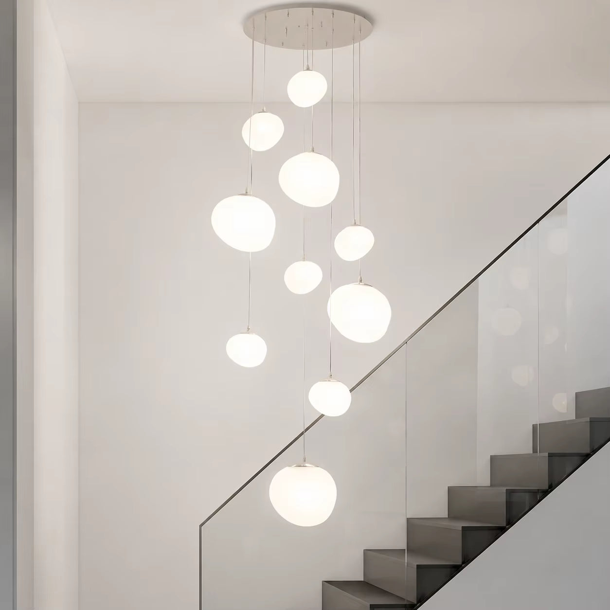 Nordic Minimalist Stone-Looking Hanging Lights for Staircase