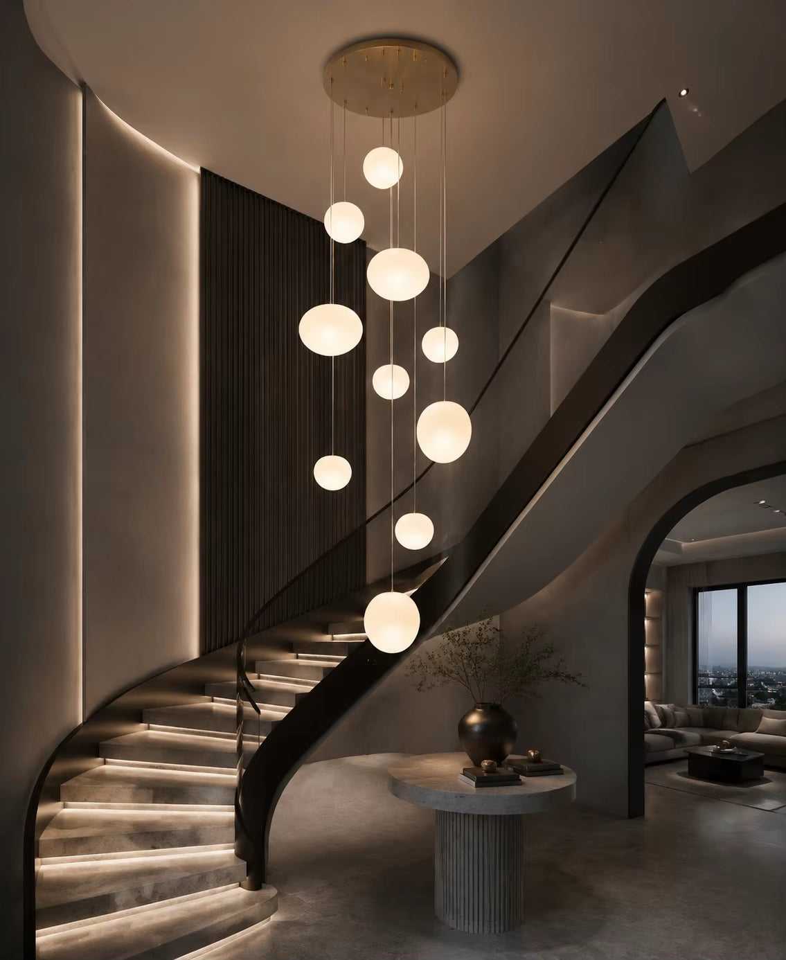 Nordic Minimalist Stone-Looking Hanging Lights for Staircase