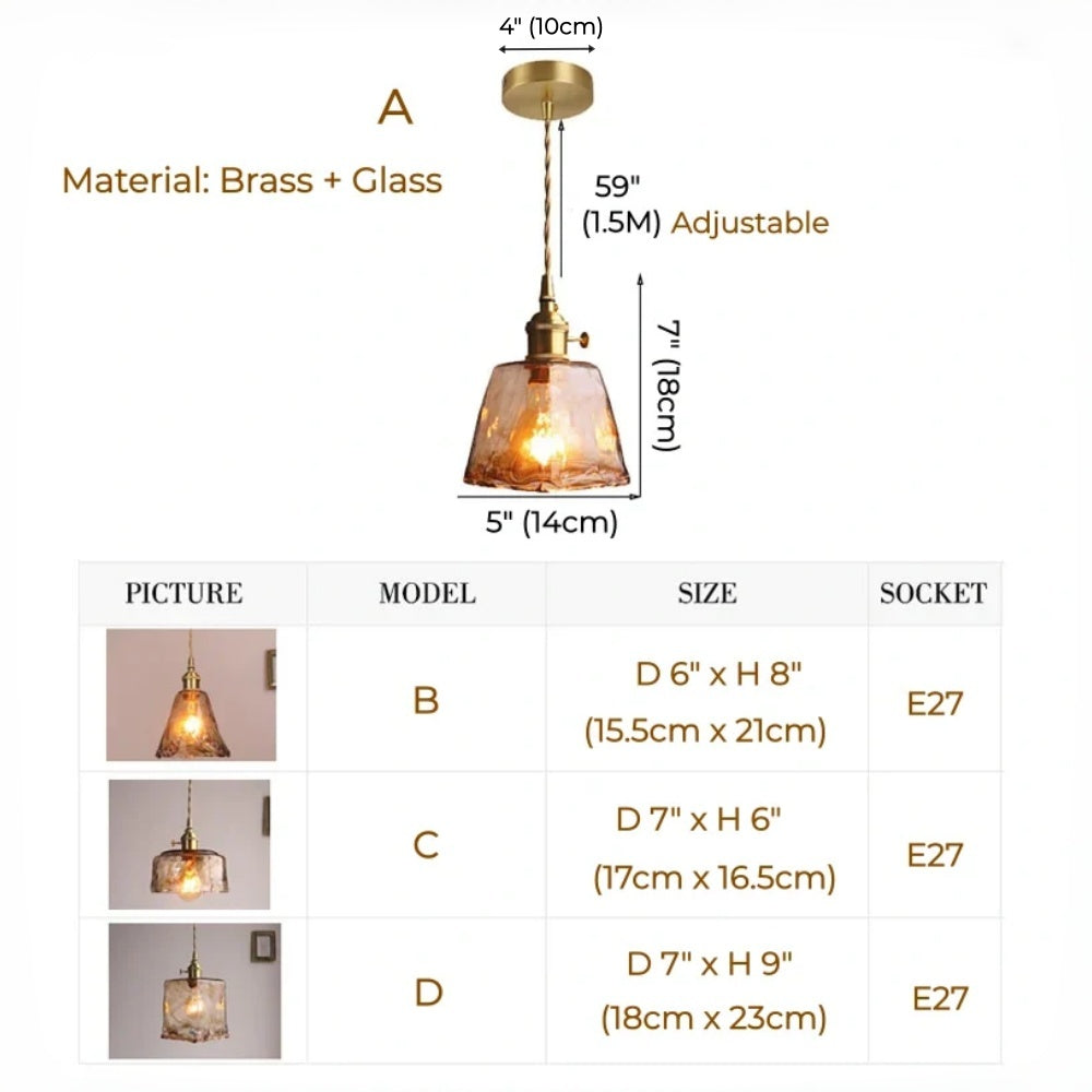 Suspension de table classique en verre Starfire