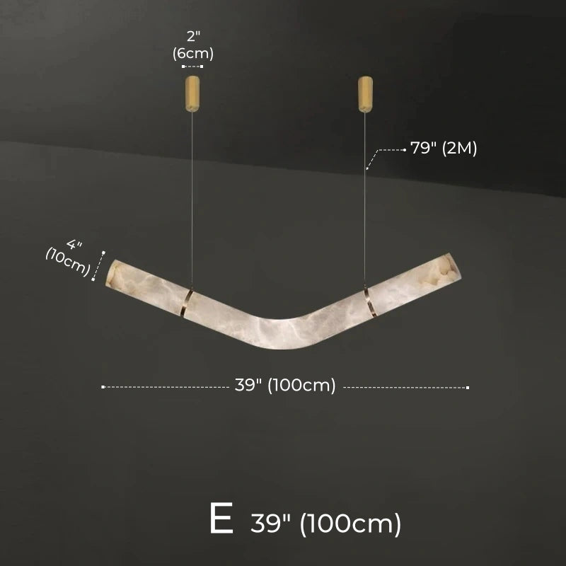Irregular Alabaster Linear Tube Pendant Light, Minimalist
