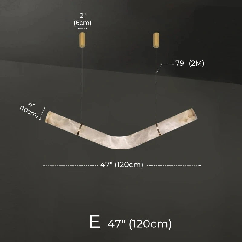 Irregular Alabaster Linear Tube Pendant Light, Minimalist