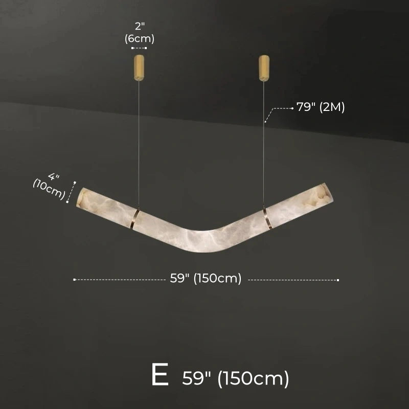 Irregular Alabaster Linear Tube Pendant Light, Minimalist