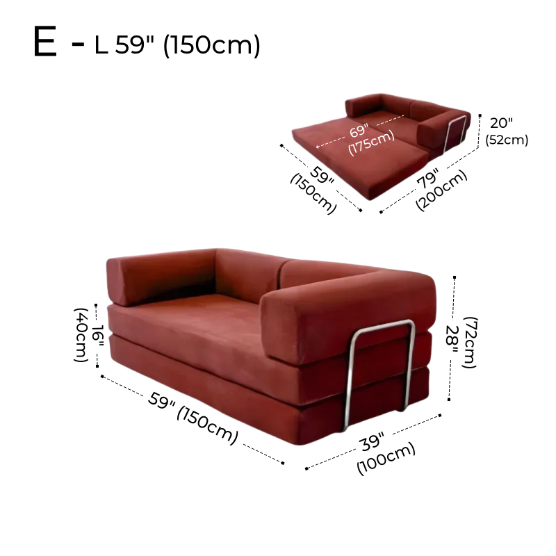Foldable Corduroy Sofa Bed – Modern Minimalist Living Room Seating for Small Spaces