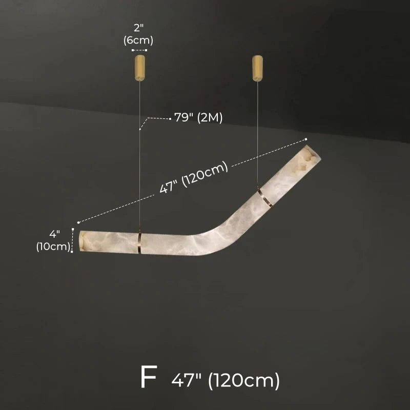 Irregular Alabaster Linear Tube Pendant Light, Minimalist