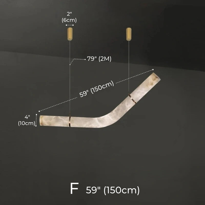 Irregular Alabaster Linear Tube Pendant Light, Minimalist