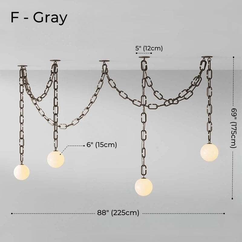 Hanging Chain Pendant Light with Globe