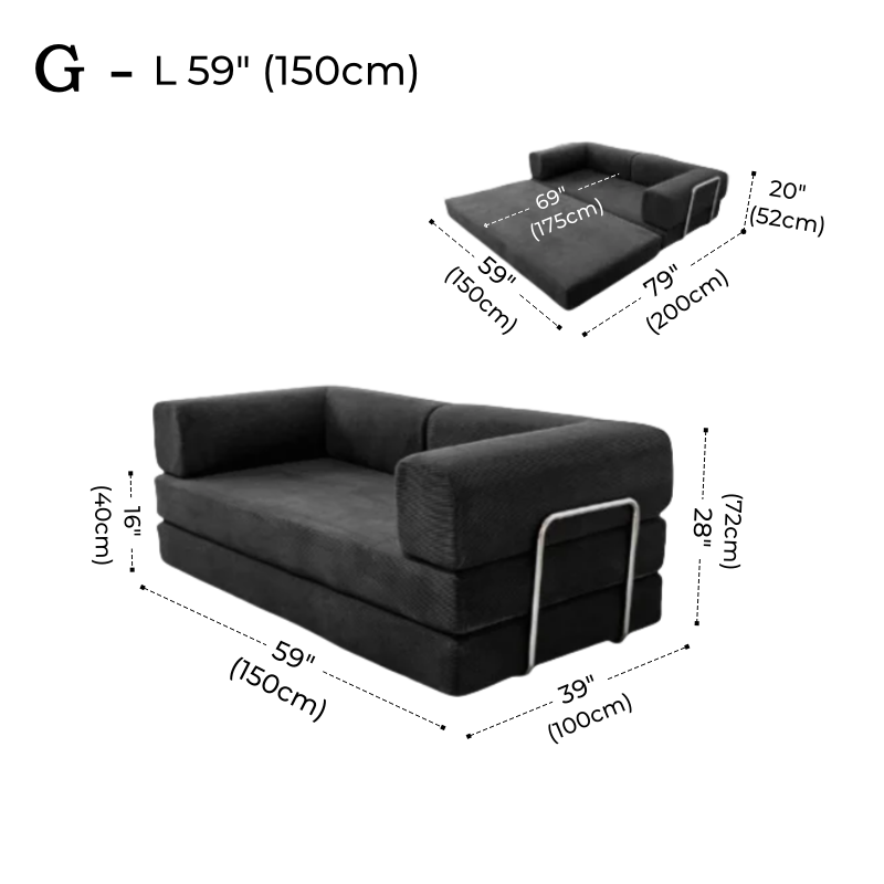 Foldable Corduroy Sofa Bed – Modern Minimalist Living Room Seating for Small Spaces