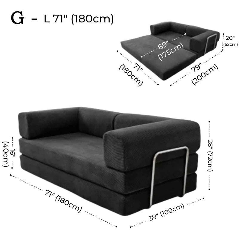 Foldable Corduroy Sofa Bed – Modern Minimalist Living Room Seating for Small Spaces