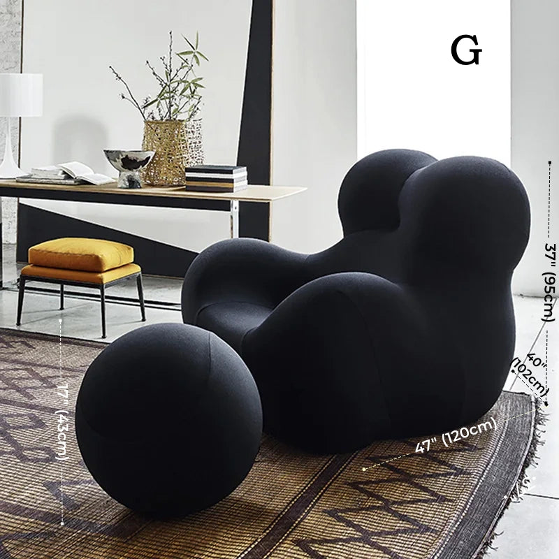 Bauhaus Striped Bean Sofa with Ottoman