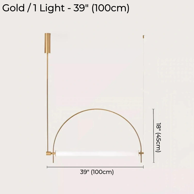 Designer Arched Linear LED Pendant Light, Dimmable