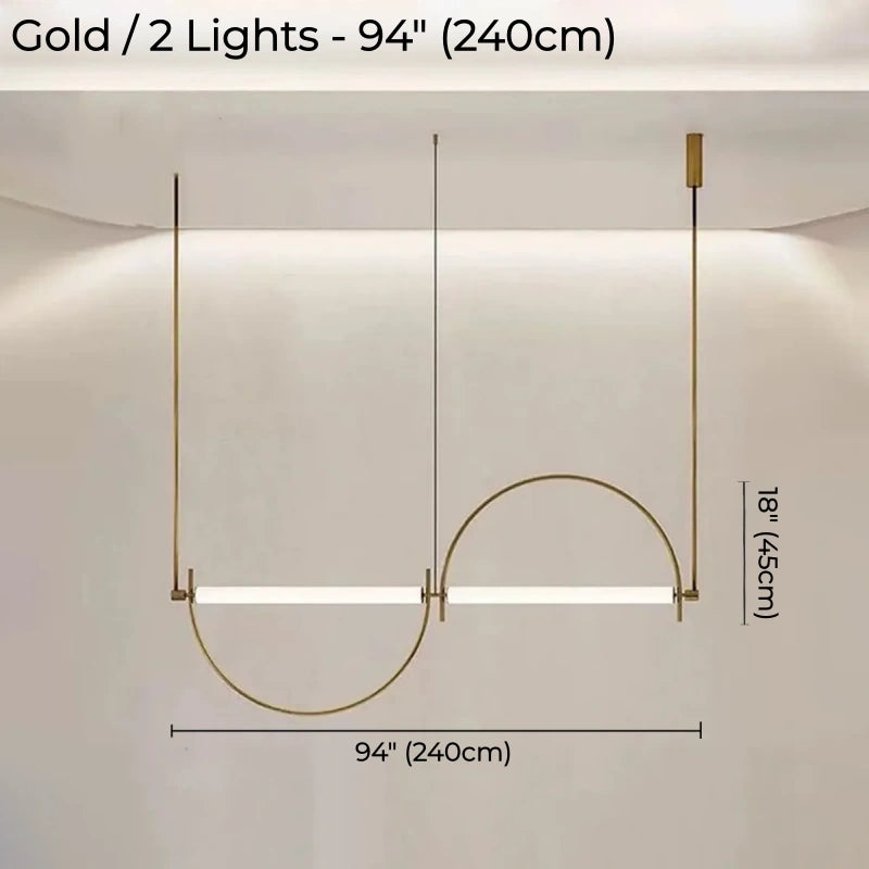 Designer Arched Linear LED Pendant Light, Dimmable