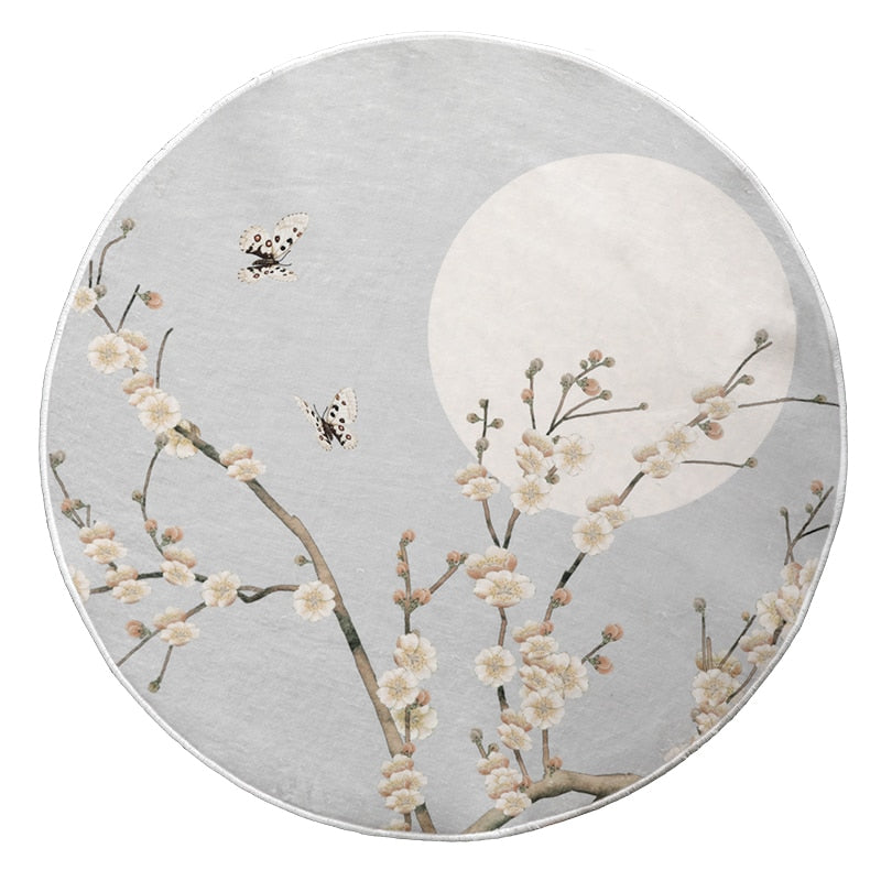 Chinese Round Butterfly Plum Blossom Rugs