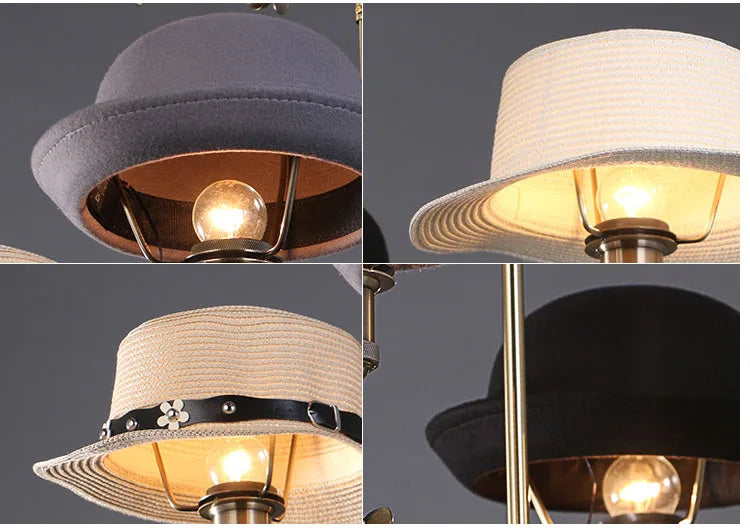 Industrial Hat Chandelier - Vintage Loft England Pendant & Adjustable ...