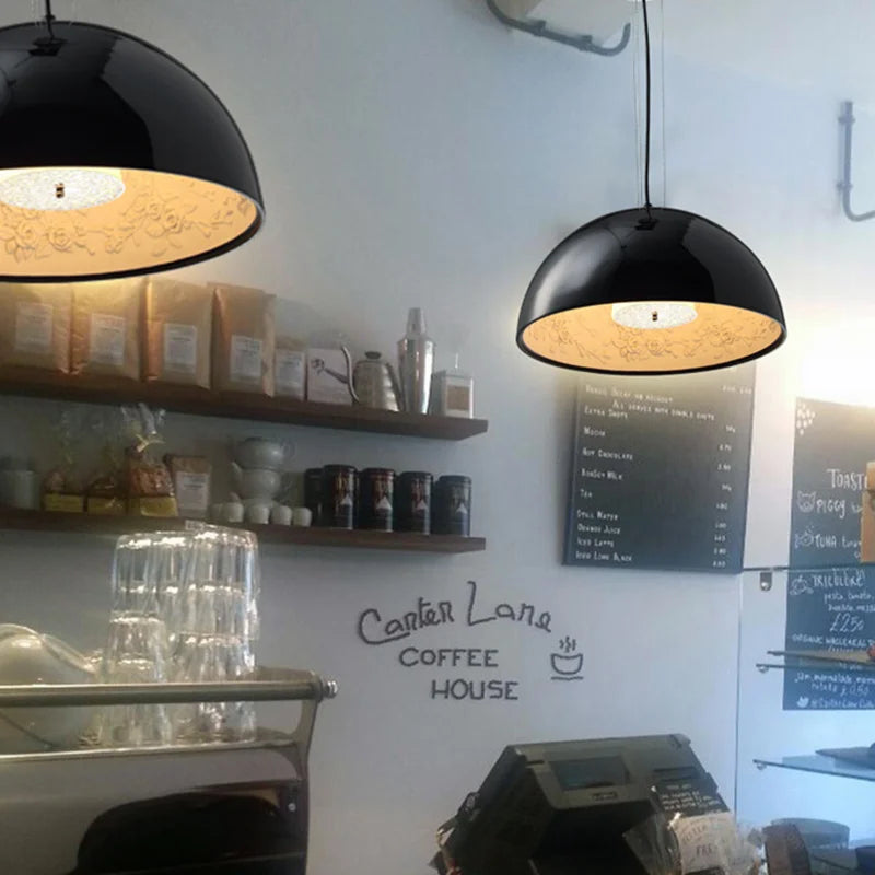 Resin Floral Relief Bloom Dome Pendant Light