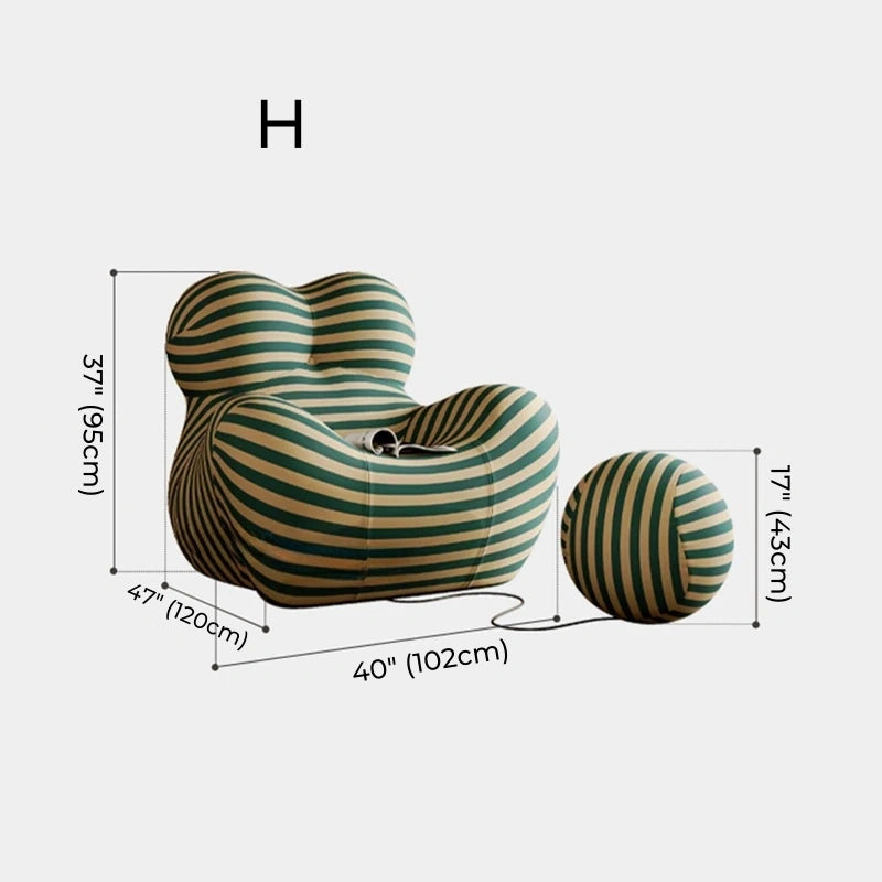 Bauhaus Striped Bean Sofa with Ottoman