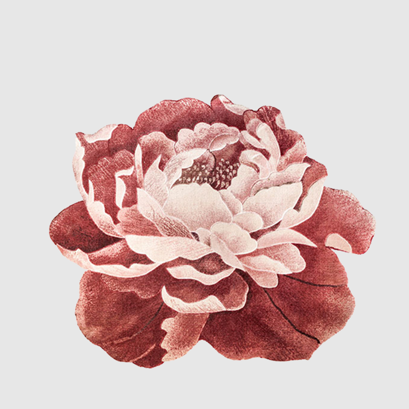 Peony Flower Art Rug Handmade Romantic 100x120cm