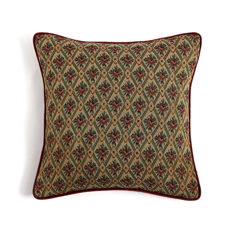 Vintage Palace Garden Tapestry Tassel Cushion Cover
