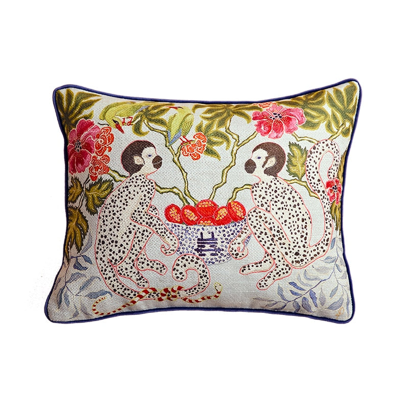 Chinese Mystical White Horse Throw Pillow Case