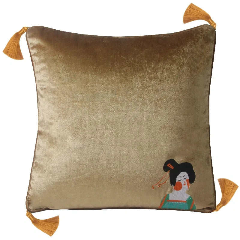 Chinoiserie Embroidered Lady Pillow Case