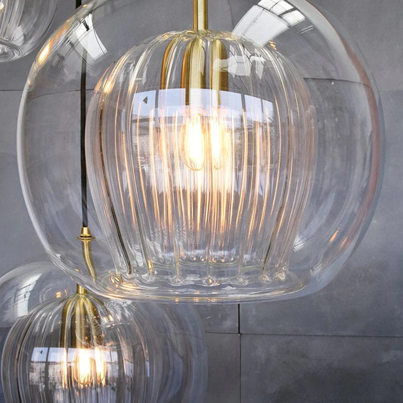 Double Glass Pendant Light Dome Amber Layered Glass Kitchen Island ...