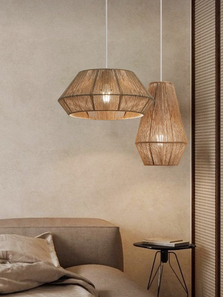 Japanese Handmade Hemp Rope Rattan Pendant Light – GabyBerg Design