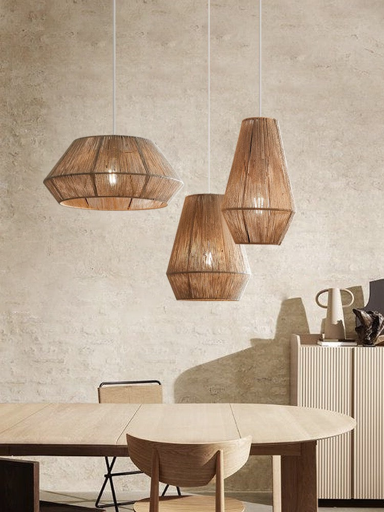 Japanese Handmade Hemp Rope Rattan Pendant Light – GabyBerg Design
