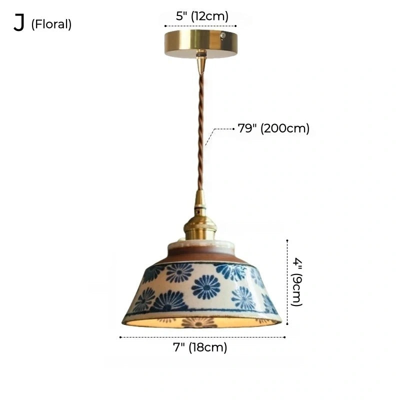 Celestine Floral Scalloped Ceramic Pendant Light