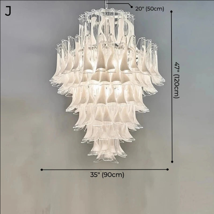 Alessia White Jade Glass Branch Chandelier