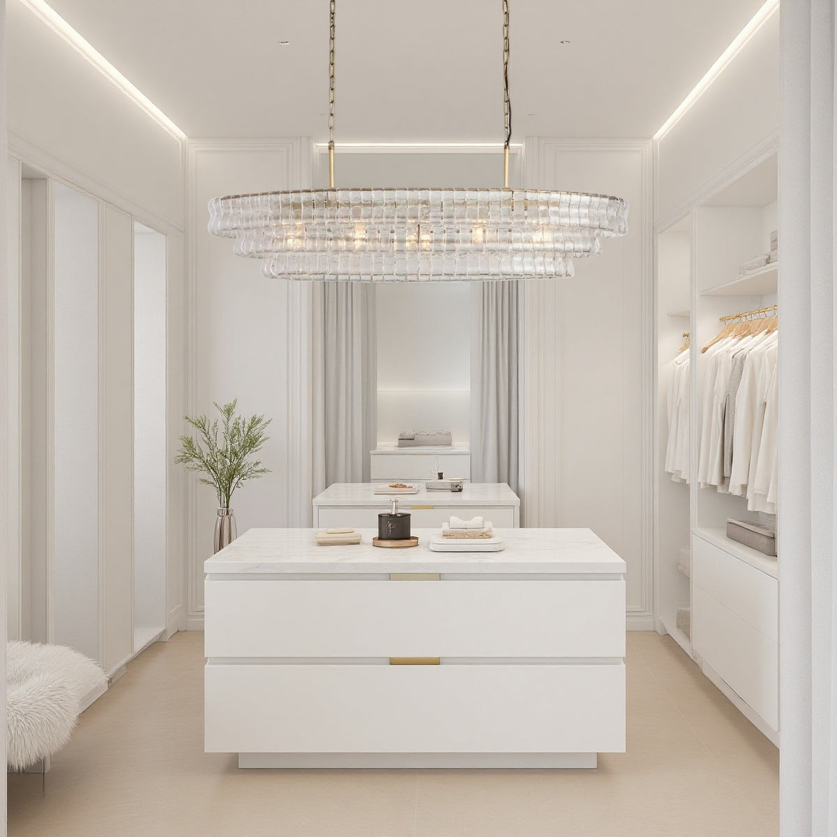 Juliet Oval Crystal Chandelier – Multi-Tier Frosted Glass Light for ...