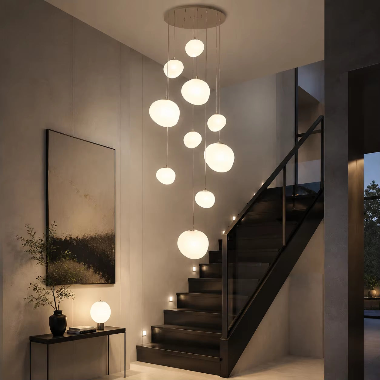 Nordic Minimalist Stone-Looking Hanging Lights for Staircase