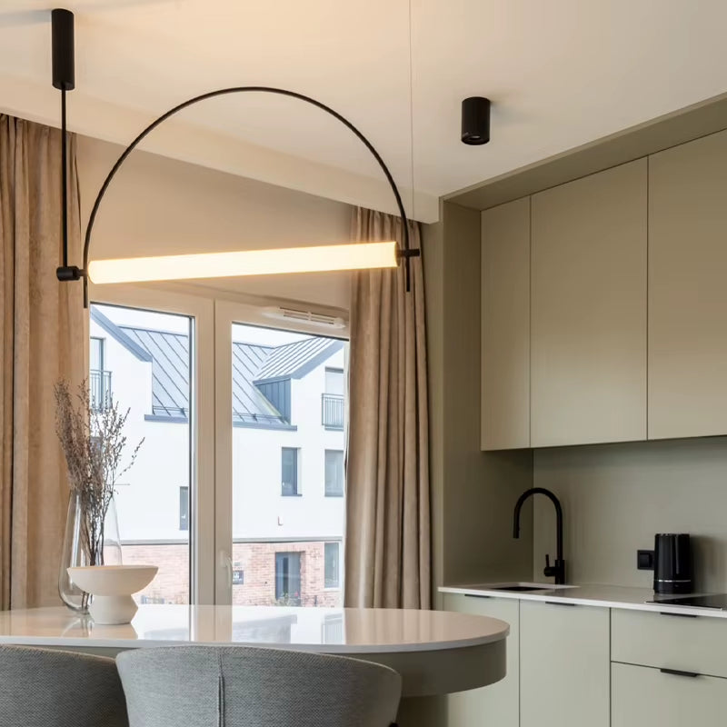 Designer Arched Linear LED Pendant Light, Dimmable