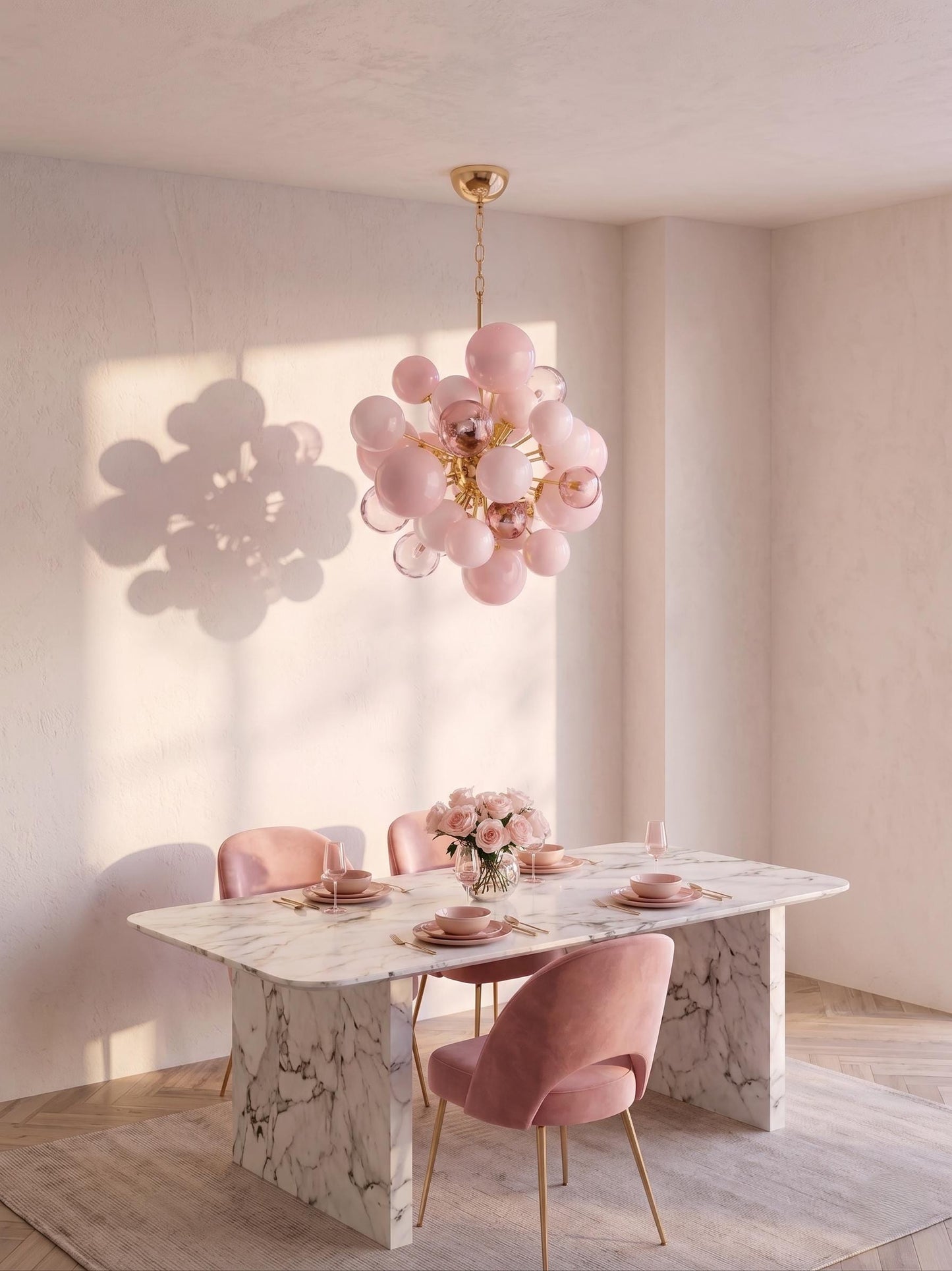 Sweet Bubbles Glass Chandelier, Pink