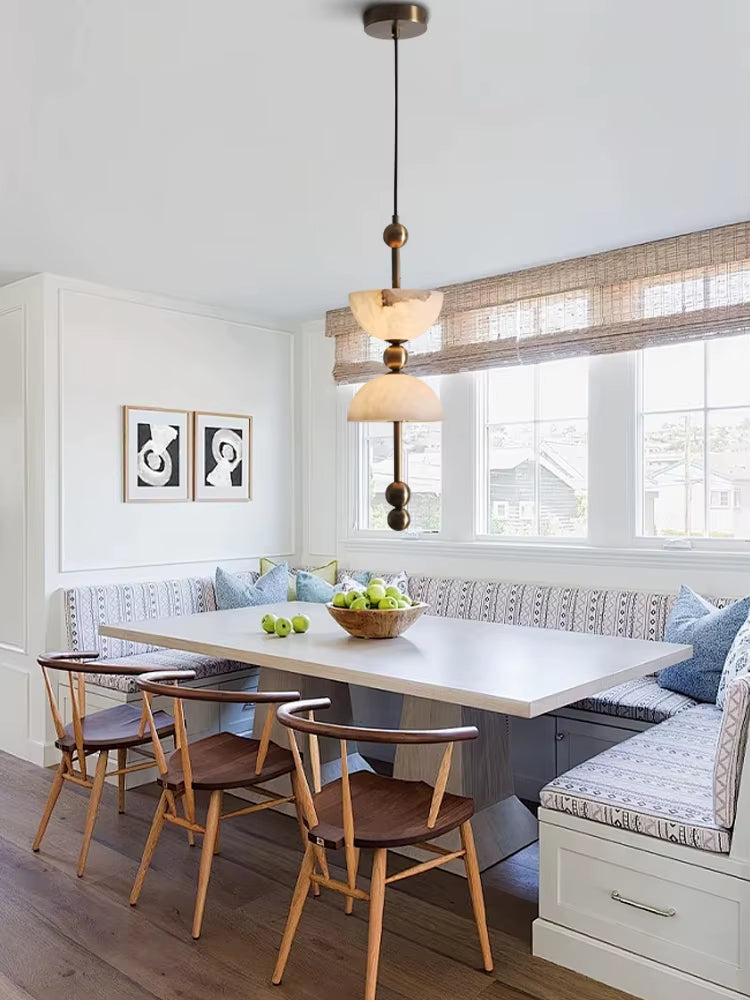 Celeste Double Dome Alabaster Pendant Light